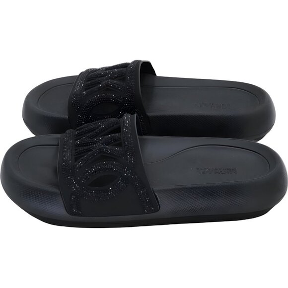 Michael Kors MK Splash Crystal Slide Sandals Black Embellished Women's US 5 - Picture 2 of 6